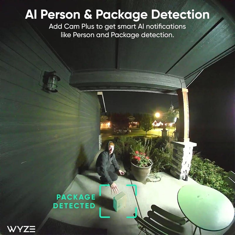 WYZE Battery Video Doorbell Wireless Camera, 1536x1536 HD+ with Color Night Vision, 2-Way Audio, 1:1 Head-to-Toe View, Person/Vehicle/Package Monitor, Wire-Free/Wired Option, 1 Minute Easy Setup - Image 4